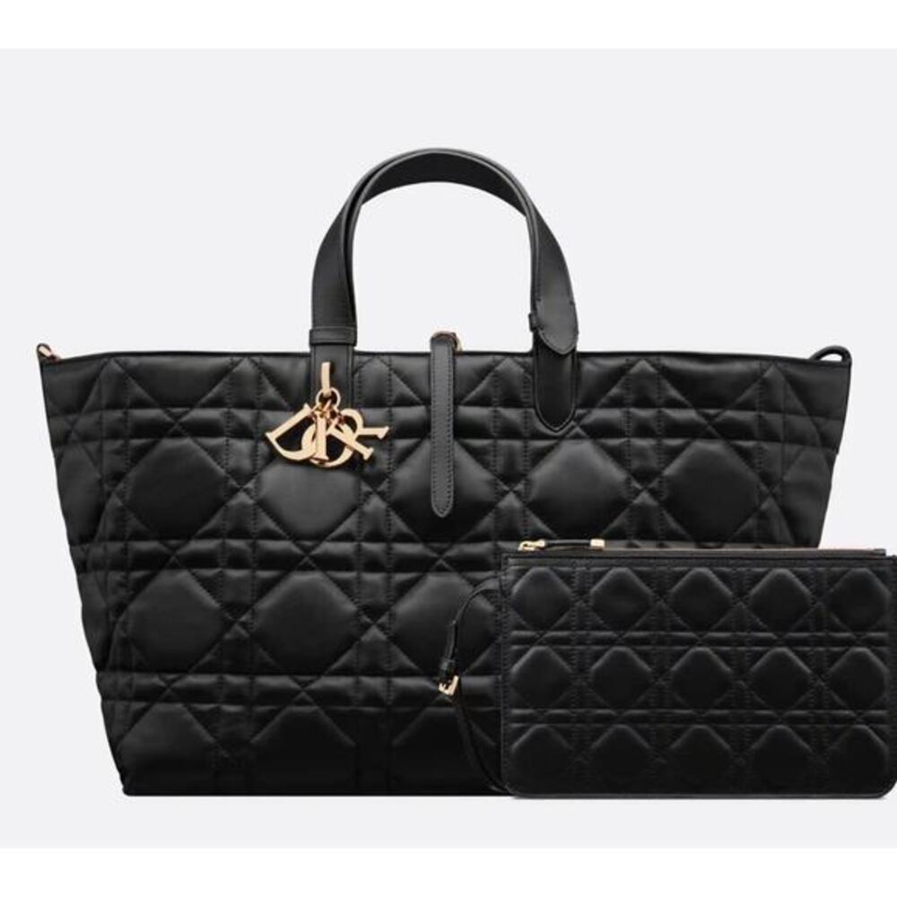 Dior large black leather every day bag nwt with Removable interior pouch